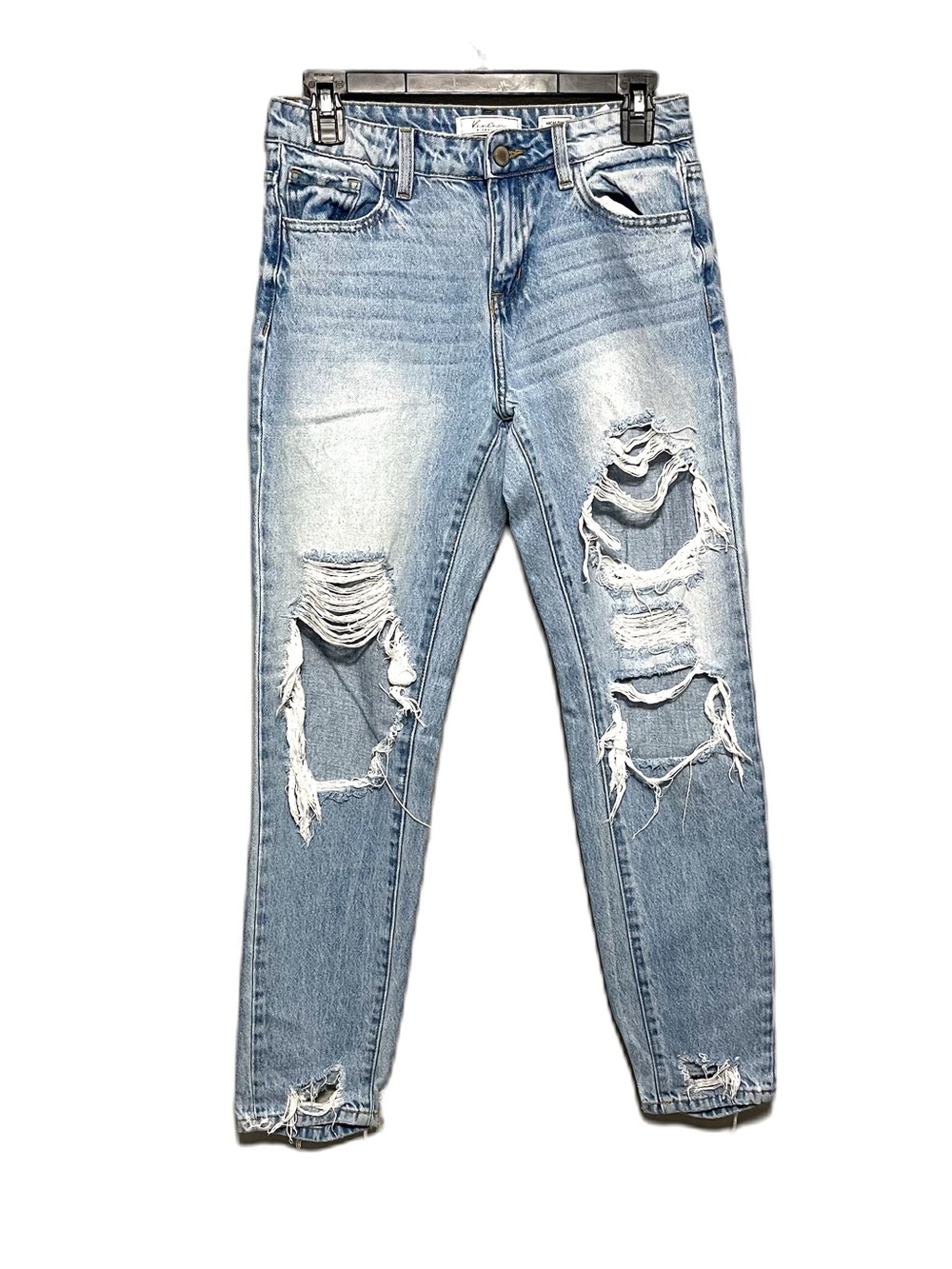 Kancan Signature High Rise Relaxed Fit Jeans Light Wash Distressed Womens 23